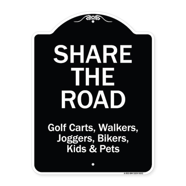 Signmission Designer Series Sign-Share The Road, Black & White Heavy-Gauge Aluminum, 24" x 18", BW-1824-9892 A-DES-BW-1824-9892 - main